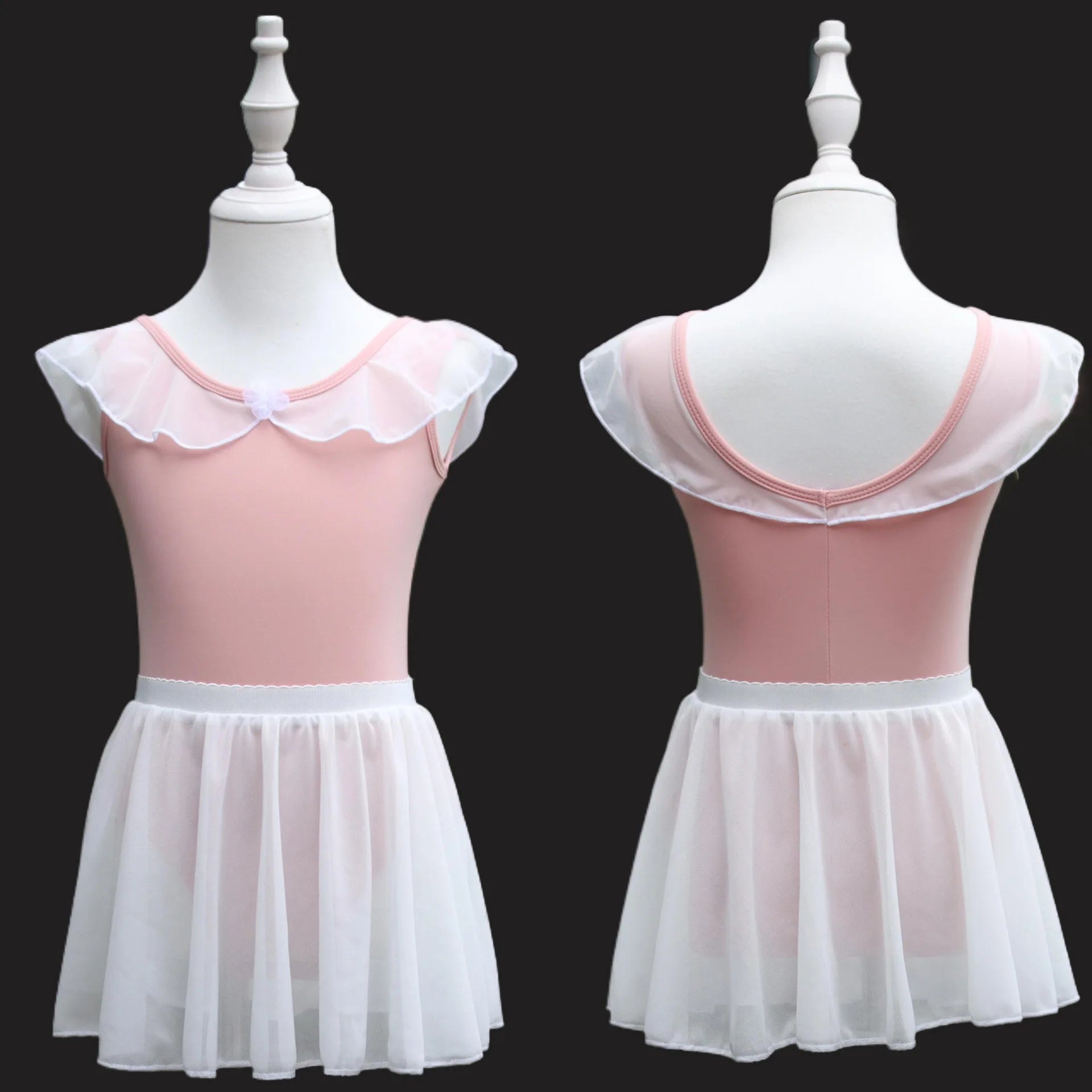 Summer Girls Ballet Dance Dress Kids Mesh Tulle Tutu Skirt Children Gymnastics Leotard BodySuit Student Practice Exercise Wear