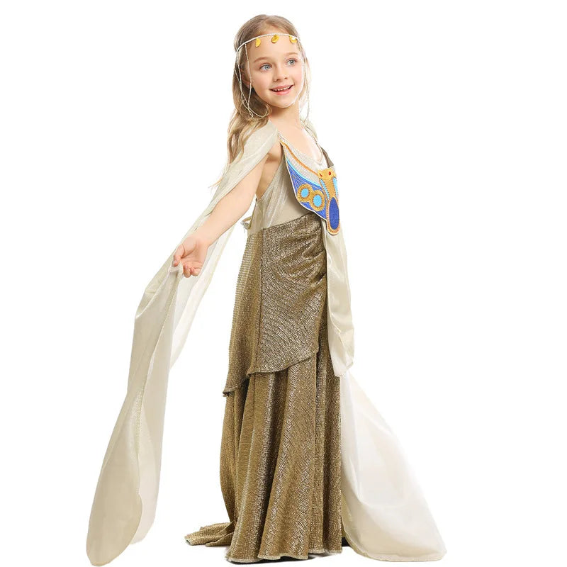 Ancient Egypt Girls Costume Kids Egyptian Princess Pharaoh Dress Children Mythology Cosplay Outfits Halloween Stage Performance
