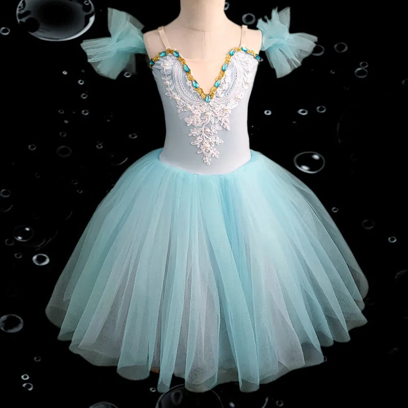 Professional Kids Ballet Dance Dress Girls Soft Mesh Tutu Skirt Children Gymnastics Exercise Leotard Stage Performance Clothing