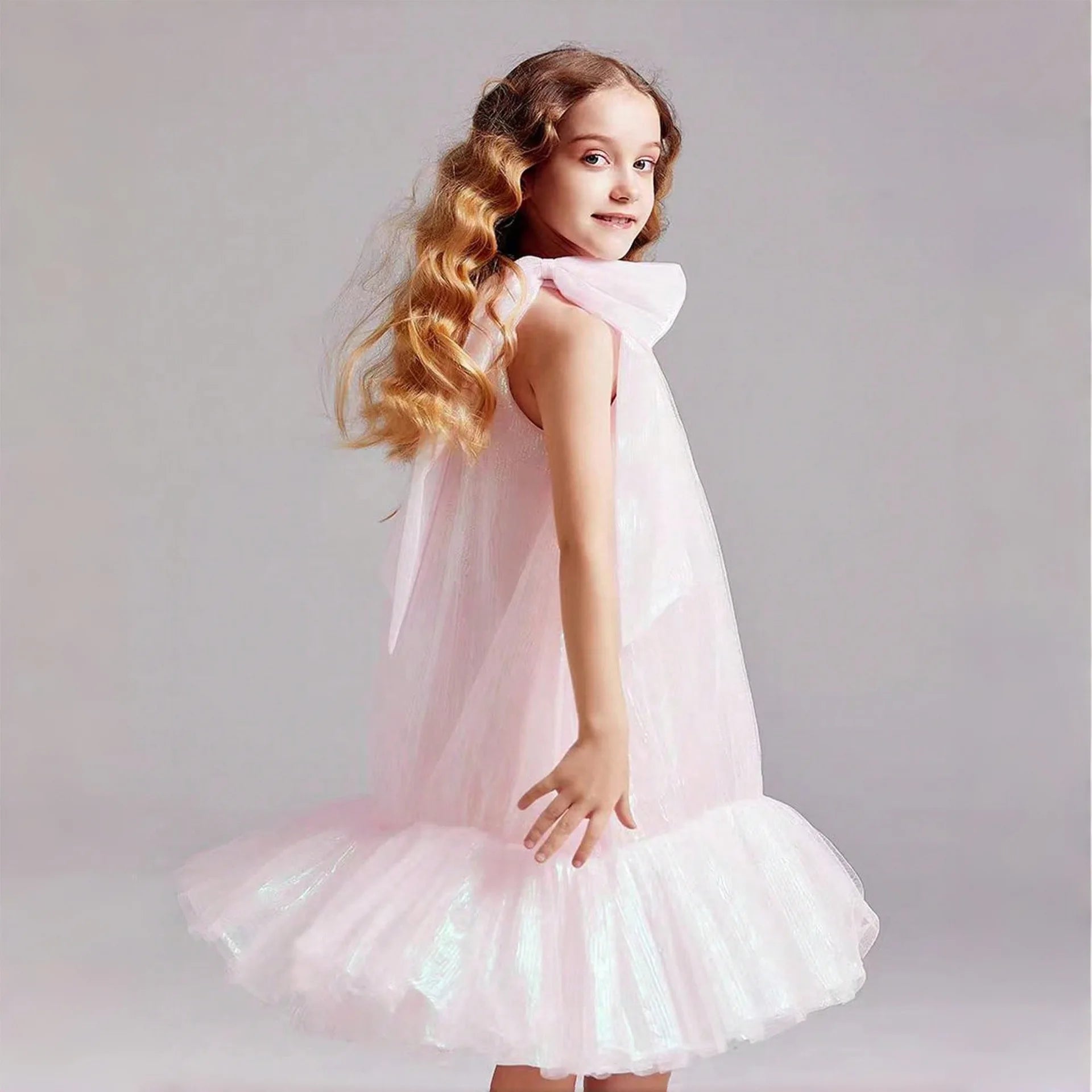 Luxury Layered Cake Girls Princess Dress Elegant Tulle Puffy Gown Children Birthday Party Dress for Flower Girl Wedding Vestidos