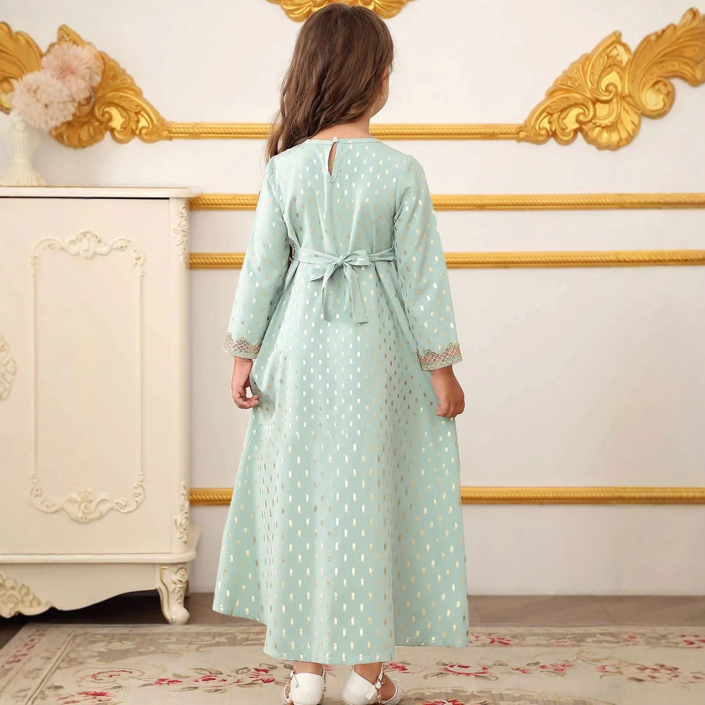 Floral Print Girls Princess Dress Long Sleeve Kids Elegant Tulle Gown Child Formal Party Event Dress for Spring Autumn Vestidos