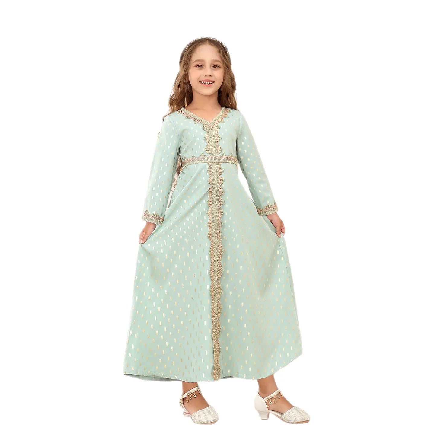 Floral Print Girls Princess Dress Long Sleeve Kids Elegant Tulle Gown Child Formal Party Event Dress for Spring Autumn Vestidos