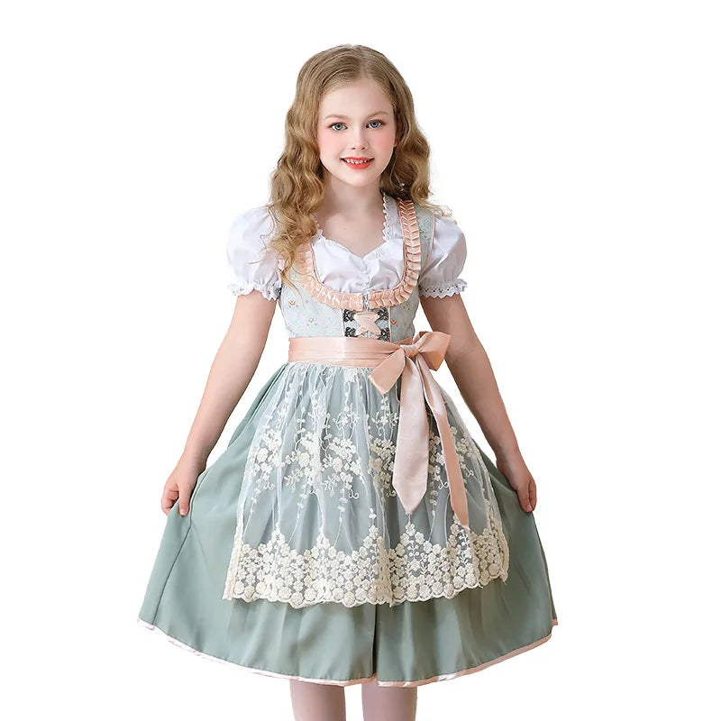 Vintage Farmhouse Maid Dress for Girls Kids Adults German Oktoberfest Costume Children Women Pastoral Style Role Play Outfits
