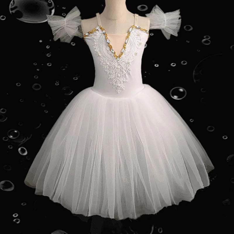 Professional Kids Ballet Dance Dress Girls Soft Mesh Tutu Skirt Children Gymnastics Exercise Leotard Stage Performance Clothing