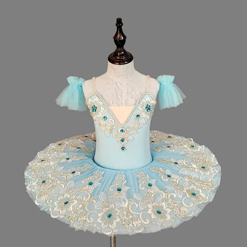 Classic Swan Lake Ballet Tutu Short Sleeve Dance Wear Children Professional Gymnastics BodySuit Toddler Princess Practice Suits
