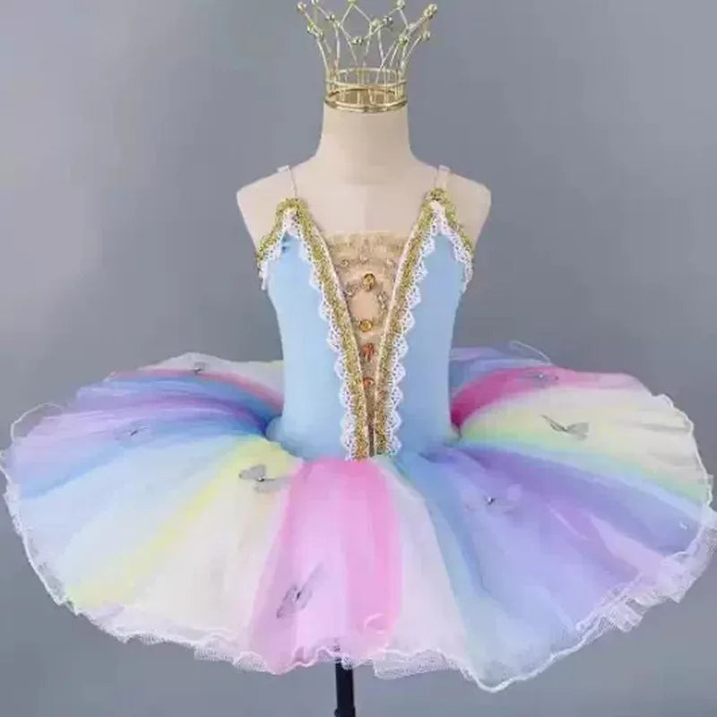 Professional Little Swan Ballet Tutu Dress Kids Shiny Princess Gown Children Short Dance Wear Stage Performance Outfits Vestidos