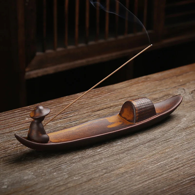 Zen Ceramic Incense Art Piece - Multi-Use Backflow Incense Holder & Fragrance Diffuser for Home Meditation
