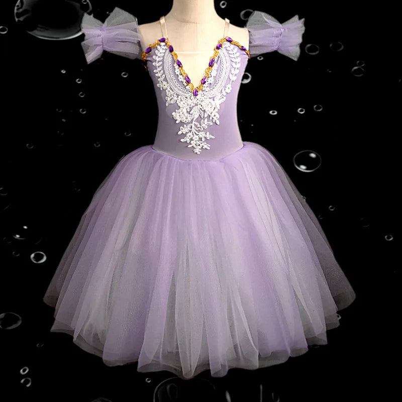 Professional Kids Ballet Dance Dress Girls Soft Mesh Tutu Skirt Children Gymnastics Exercise Leotard Stage Performance Clothing
