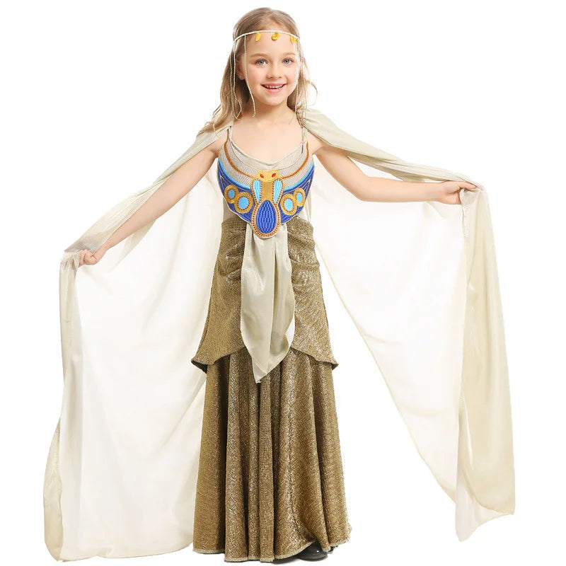 Ancient Egypt Girls Costume Kids Egyptian Princess Pharaoh Dress Children Mythology Cosplay Outfits Halloween Stage Performance