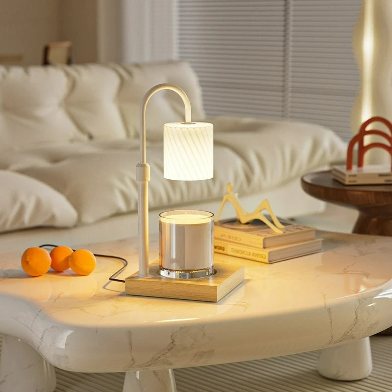 Flameless Candle Warmer Lamp - Adjustable Dimmable Night Light & Aroma Diffuser Eye-Caring Bedside Table Lamp