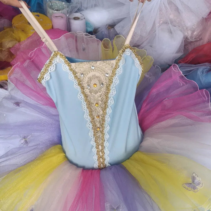 Professional Little Swan Ballet Tutu Dress Kids Shiny Princess Gown Children Short Dance Wear Stage Performance Outfits Vestidos