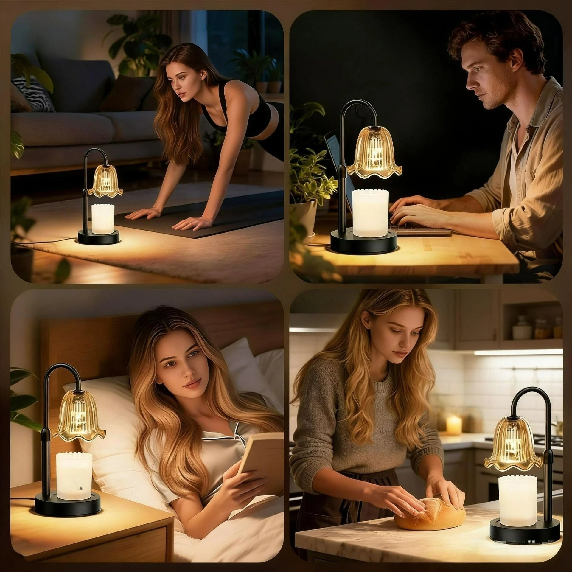 Natural Wooden Aromatherapy Lamp - 3-in-1 Dimmable Wax Melter, Essential Oil Diffuser & Night Light for Bedroom