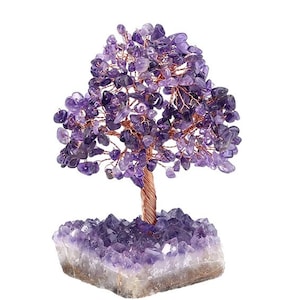 Amethyst Gemstone, Rose Quartz Gemstone Tree on Amethyst Cluster/Amethyst, Rose Quartz Freeform Matrix (6-8" Tall)