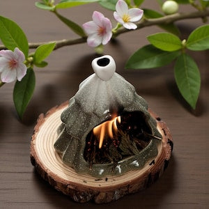 Ceramic Christmas Tree Wax Warmer | Holiday Home Decor with Wood Coaster