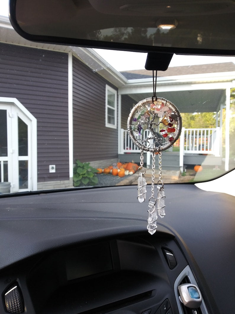 Four Season Tree of Life Sun Catcher- Handmade, Healing Stone, Light Catcher Spring, Summer, Fall, Winter, Window Ornaments