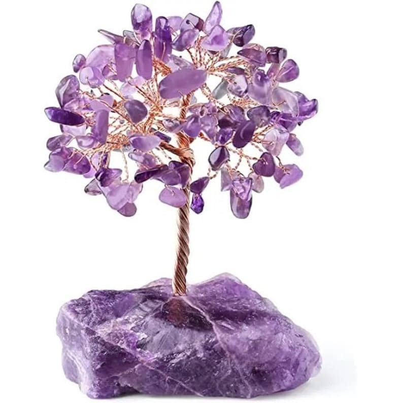 Amethyst Gemstone, Rose Quartz Gemstone Tree on Amethyst Cluster/Amethyst, Rose Quartz Freeform Matrix (6-8" Tall)
