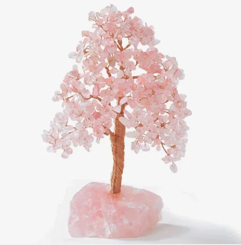 Amethyst Gemstone, Rose Quartz Gemstone Tree on Amethyst Cluster/Amethyst, Rose Quartz Freeform Matrix (6-8" Tall)
