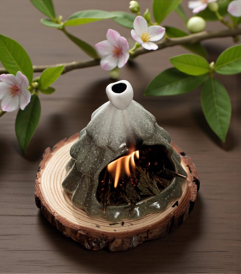 Ceramic Christmas Tree Wax Warmer | Holiday Home Decor with Wood Coaster