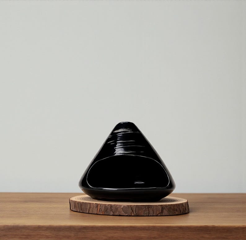 Black Fuji Incense Burner | Zen Ceramic Oil Diffuser with Wood Base