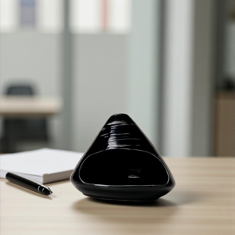 Black Fuji Incense Burner | Zen Ceramic Oil Diffuser with Wood Base