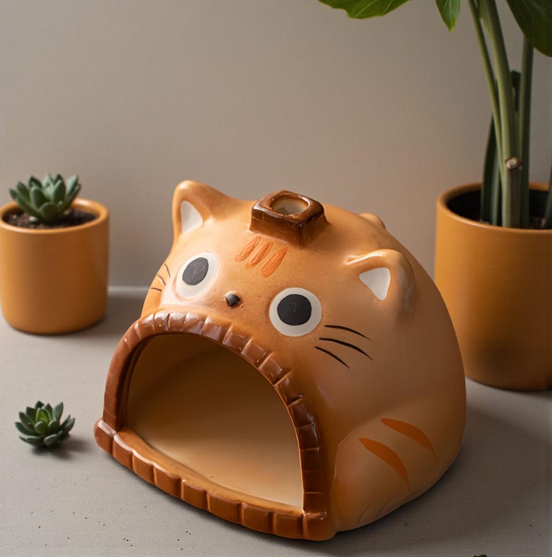 Ceramic Cat Backflow Incense Burner Kitten Aroma Diffuser
