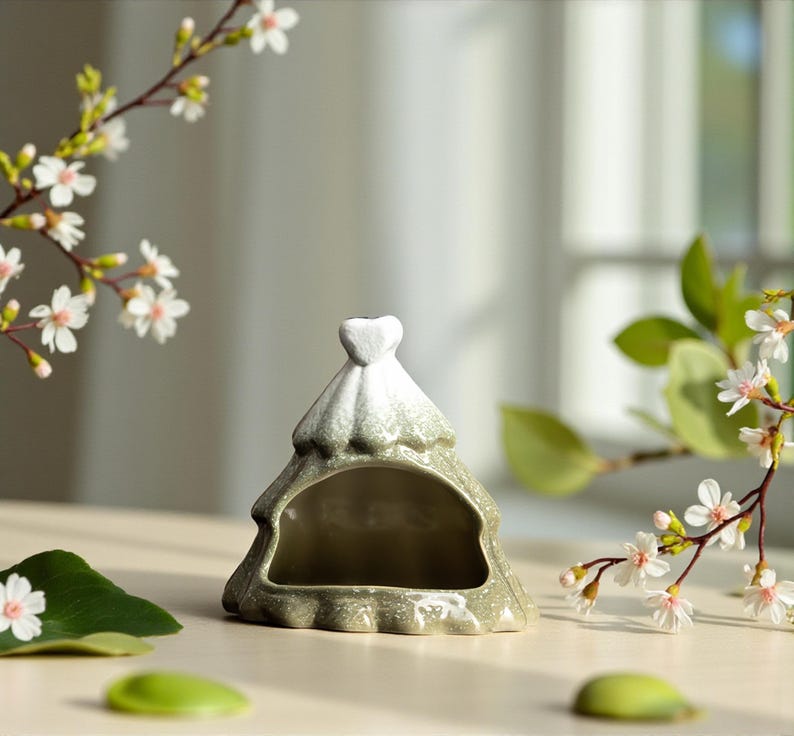 Ceramic Christmas Tree Wax Warmer | Holiday Home Decor with Wood Coaster