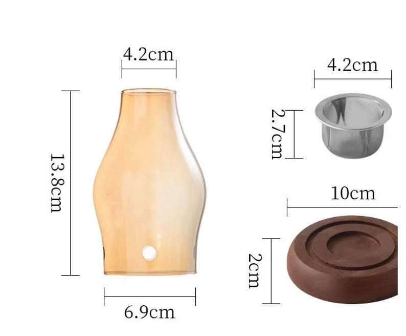 Glass aromatherapy lamp with wood base tealight oil and wax burner